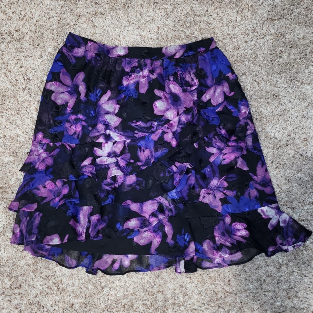 Lucy Paris Floral Purple Women's Skirt Sm New